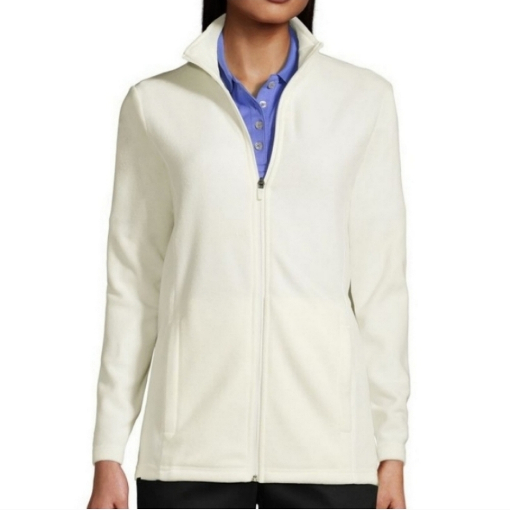 LandsEnd NWT white anti static and anti pill fleece M
